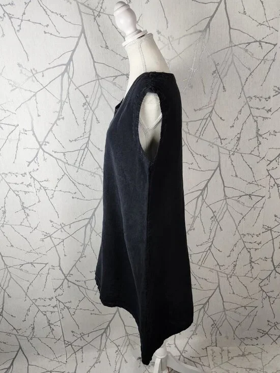 Bryn Walker Faded Black 100% Linen V-Neck Shift Dress - Picture 2 of 6